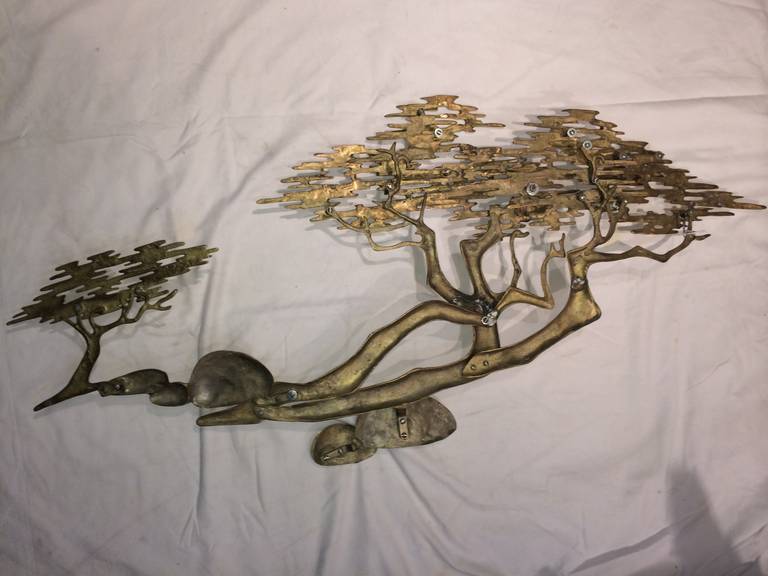 Brass Bonsai Tree Wall Sculpture by Bijan 2