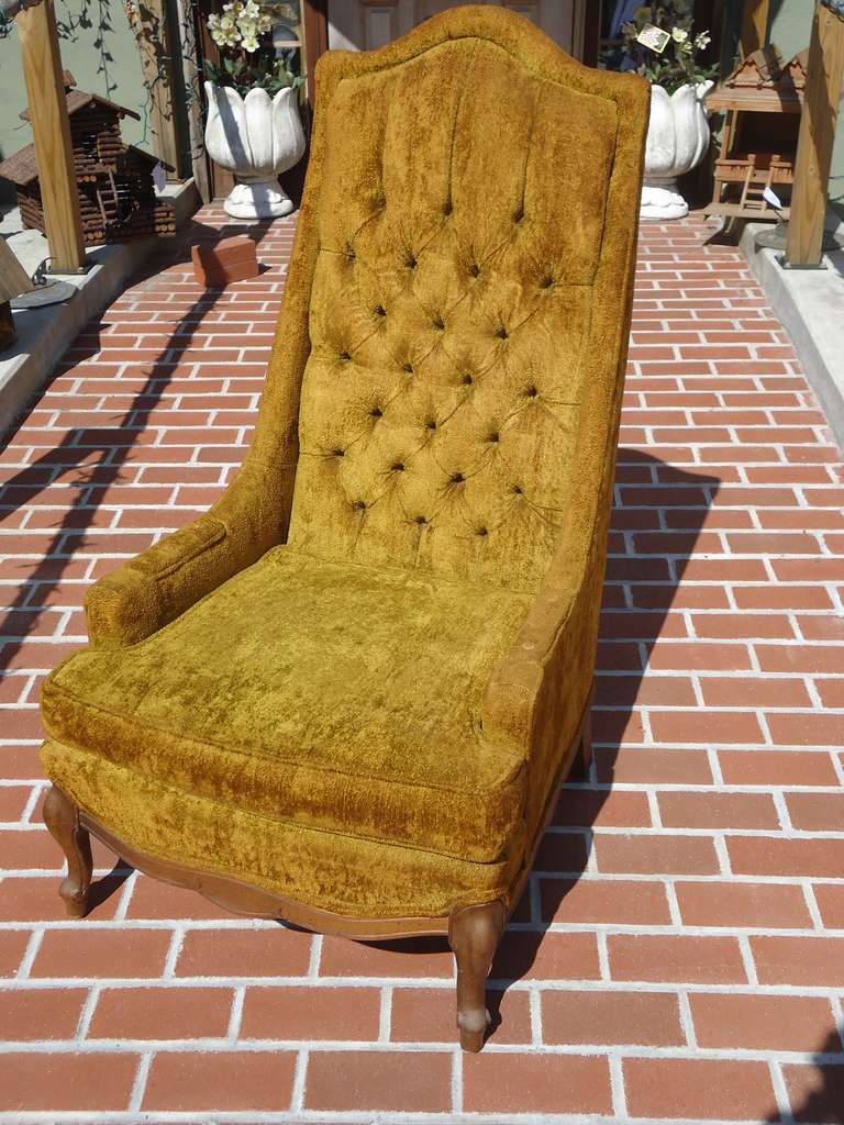 Hollywood Regency Tufted Throne Armchair 3