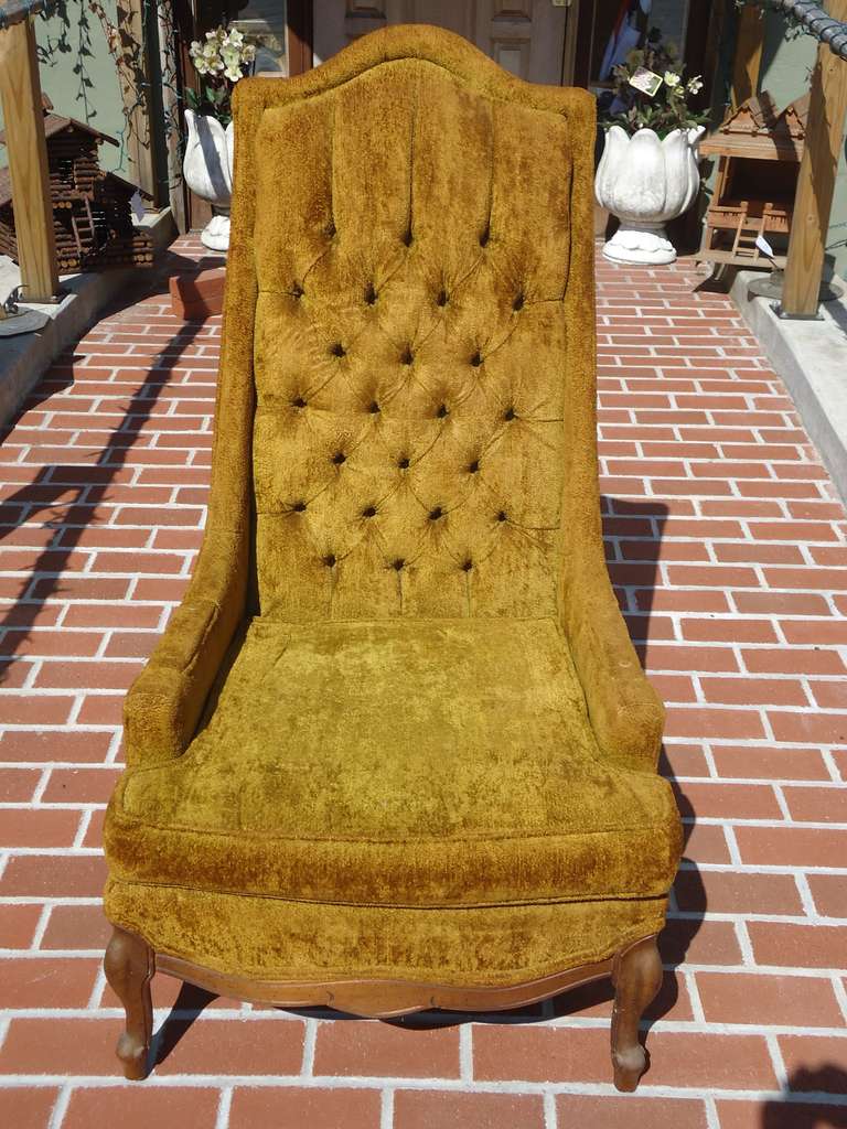 Hollywood Regency Tufted Throne Armchair 4