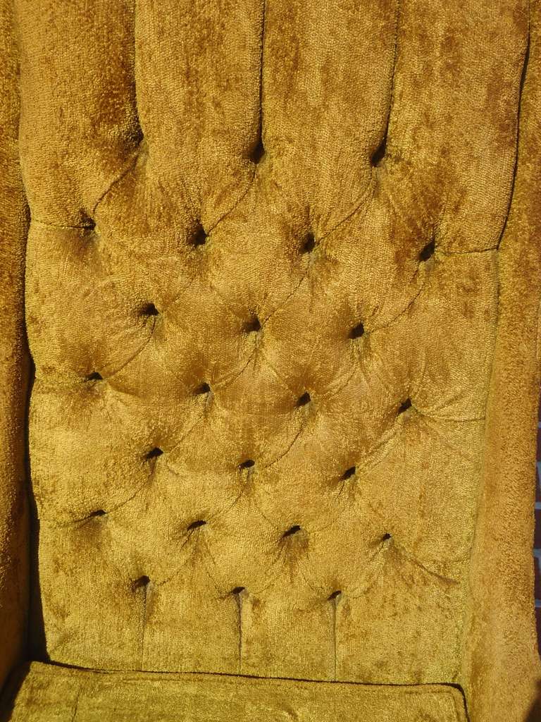 Velvet Hollywood Regency Tufted Throne Armchair