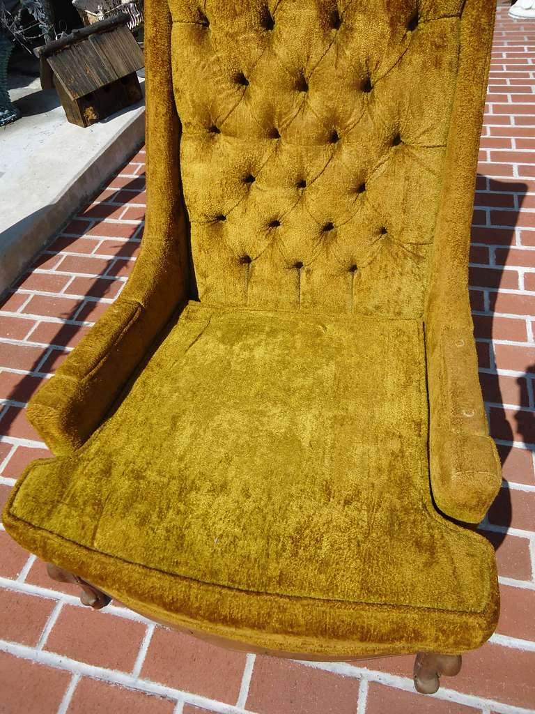 Mid-20th Century Hollywood Regency Tufted Throne Armchair