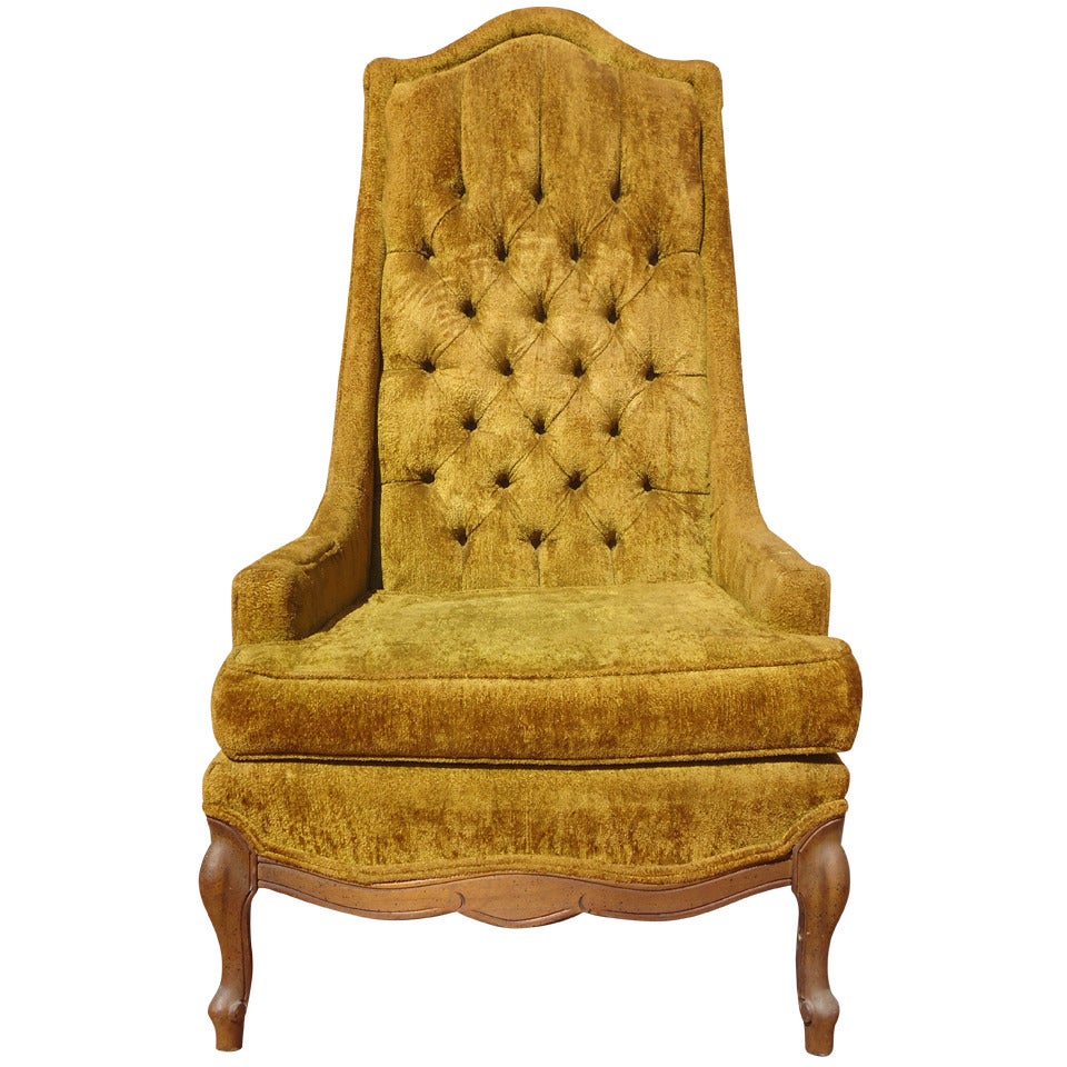 Hollywood Regency Tufted Throne Armchair