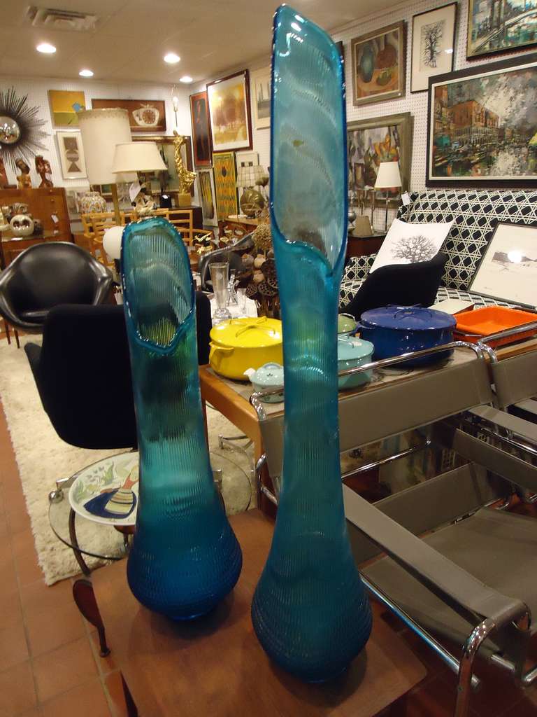 Pair of Large Art Glass Vases by Viking. These vases named 