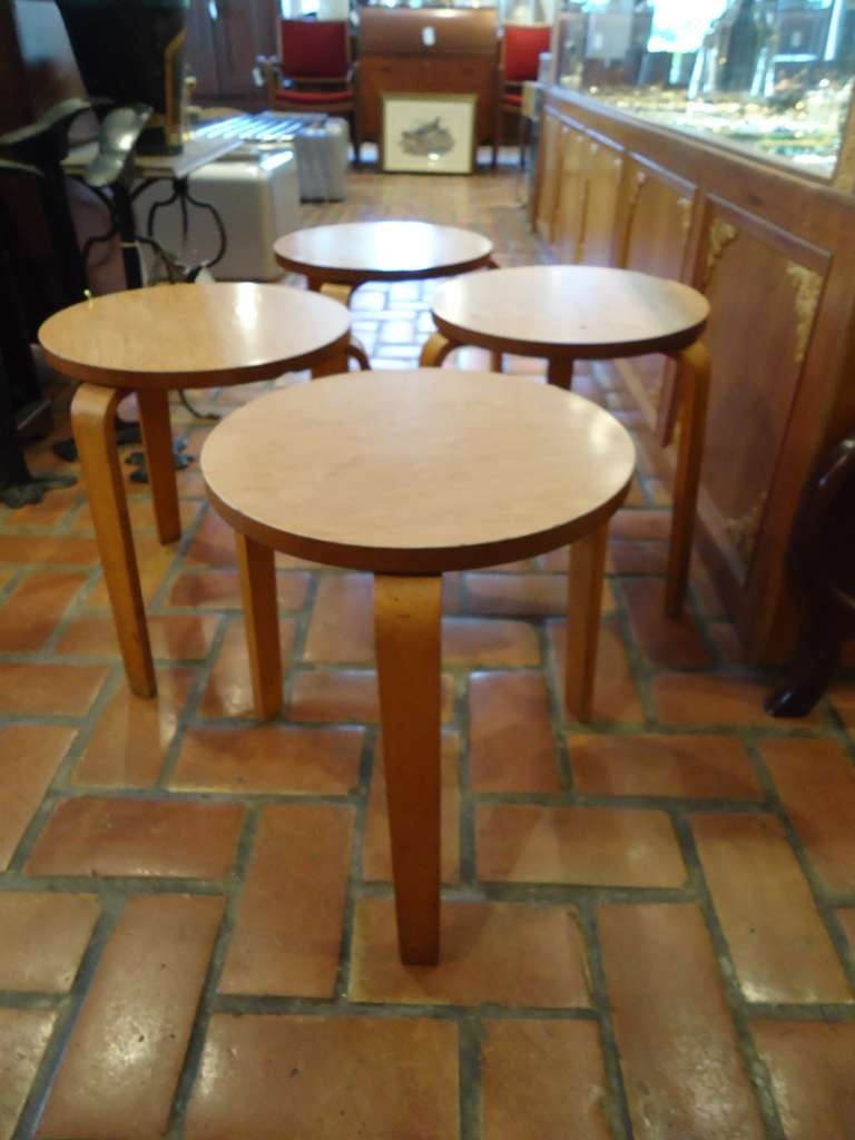 Nice set of 4. Laminated tops. Similar to Thonet bentwood chairs.