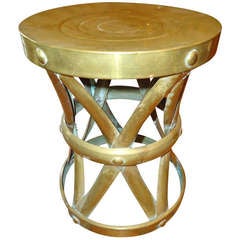 Mid Century Brass Studded Stool