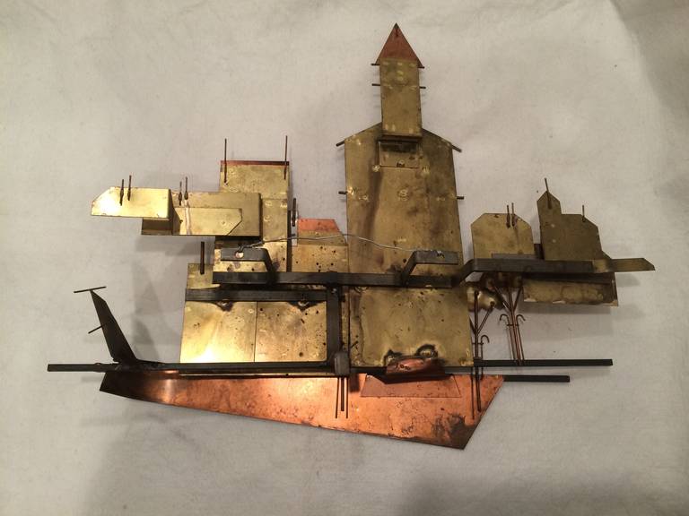 Signed Curtis Jere Sculpture of a Church with Village For Sale 2