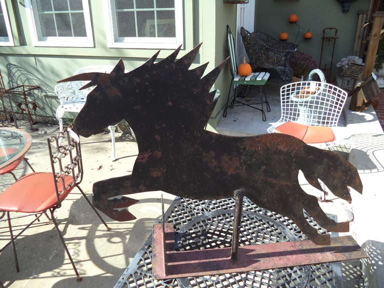 Folk Art Large Iron Sheet Horse Sculpture