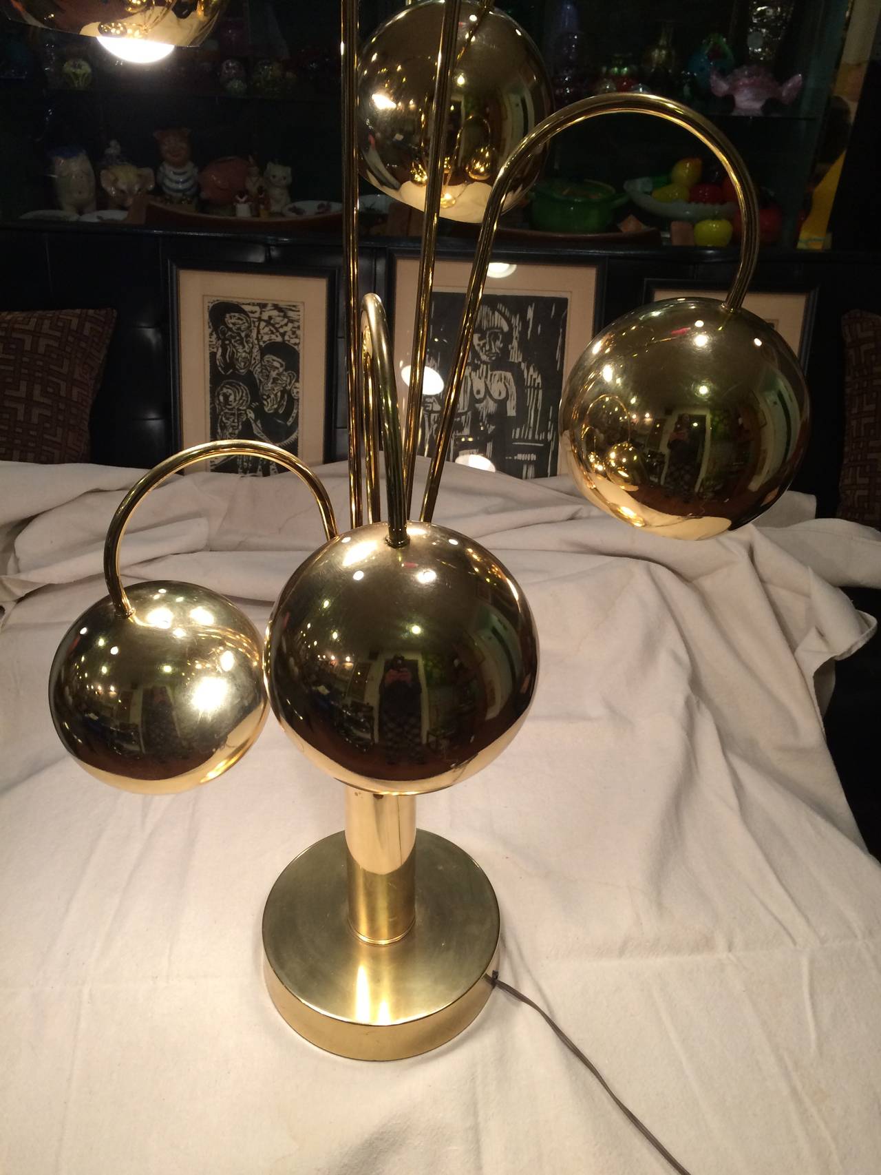 Monumental Pair of Brass Waterfall Table Lamps by Sonneman 1