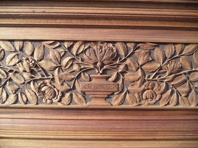 Pair of Heavily Carved Solid Mahogany Twin Headboards 3