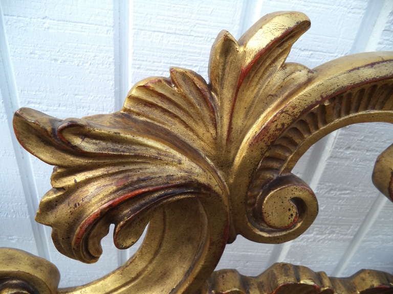 Mid-20th Century Carved Italian Gold Gilt King Headboard