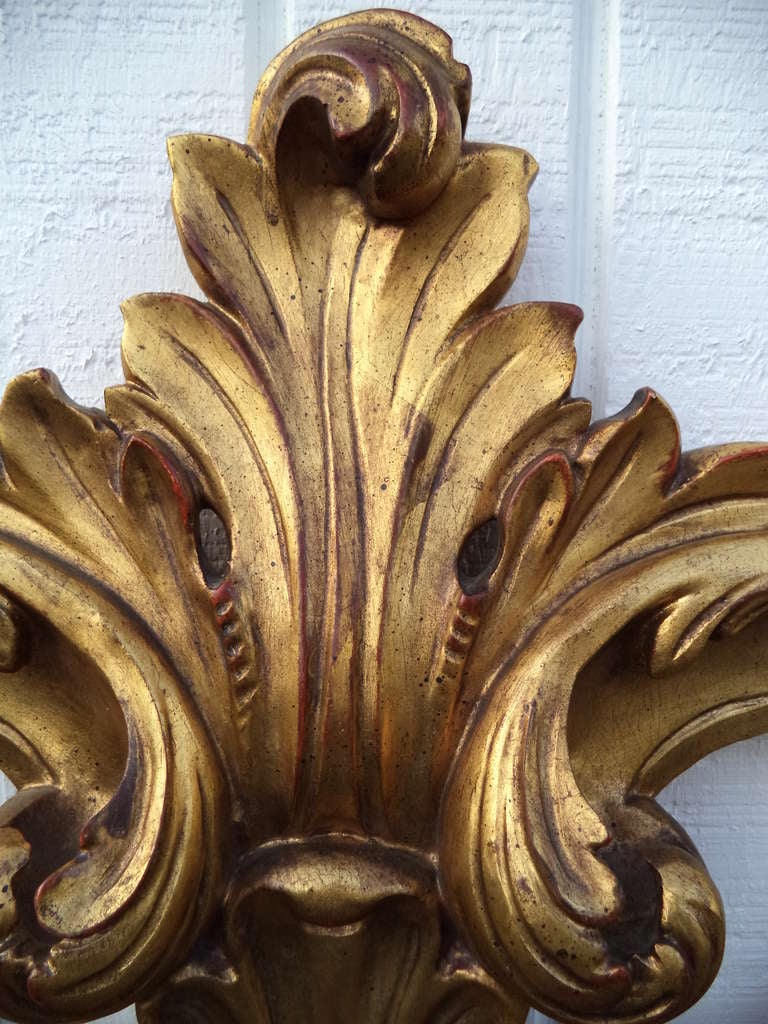 Carved Italian Gold Gilt King Headboard In Excellent Condition In Redding, CT