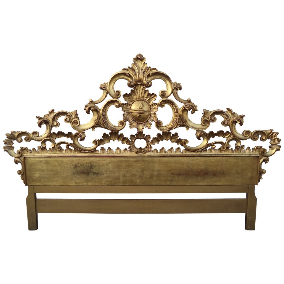 Carved Italian Gold Gilt King Headboard
