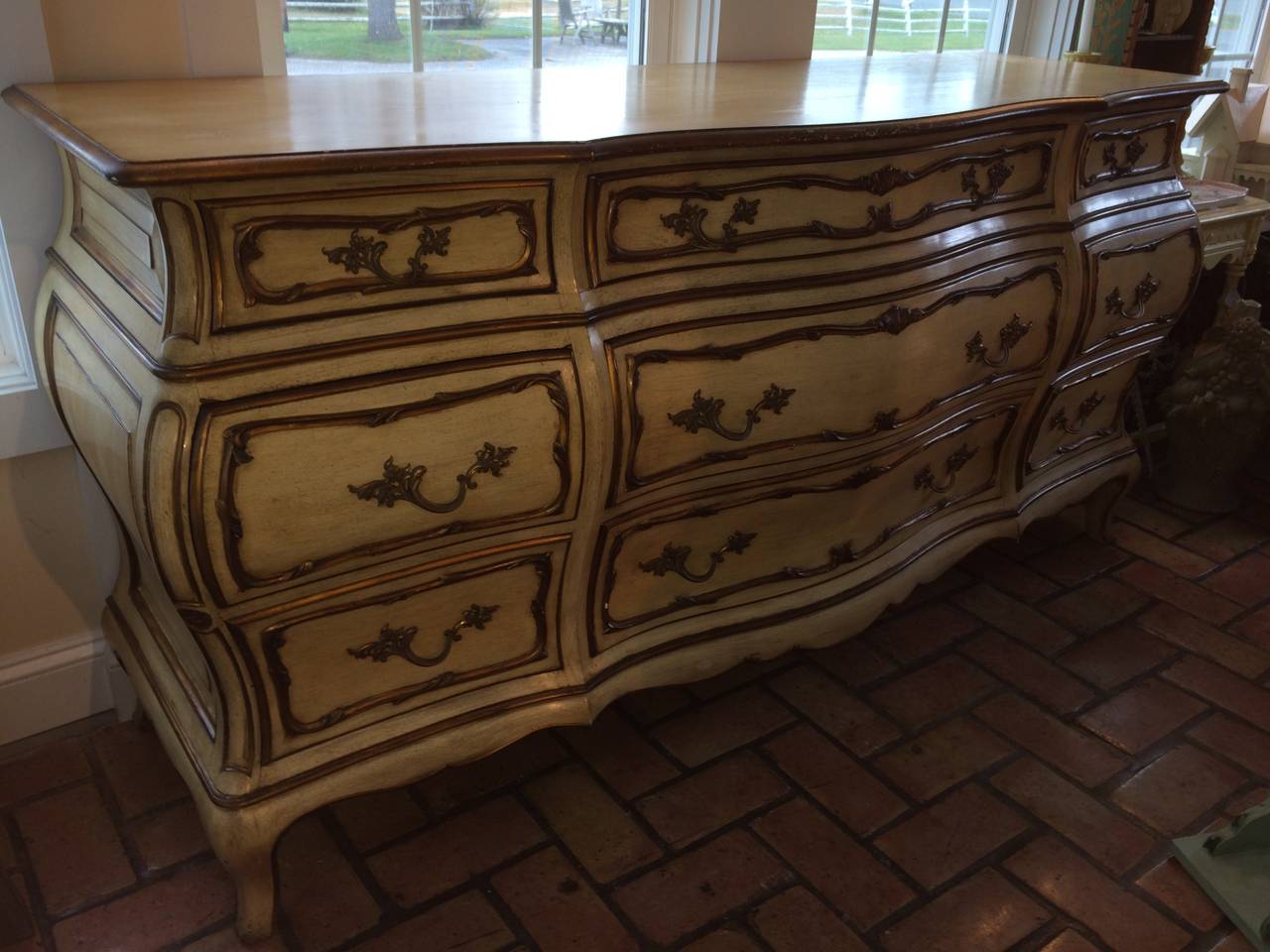 French Provincial Louis XV Style Bombe Dresser 2