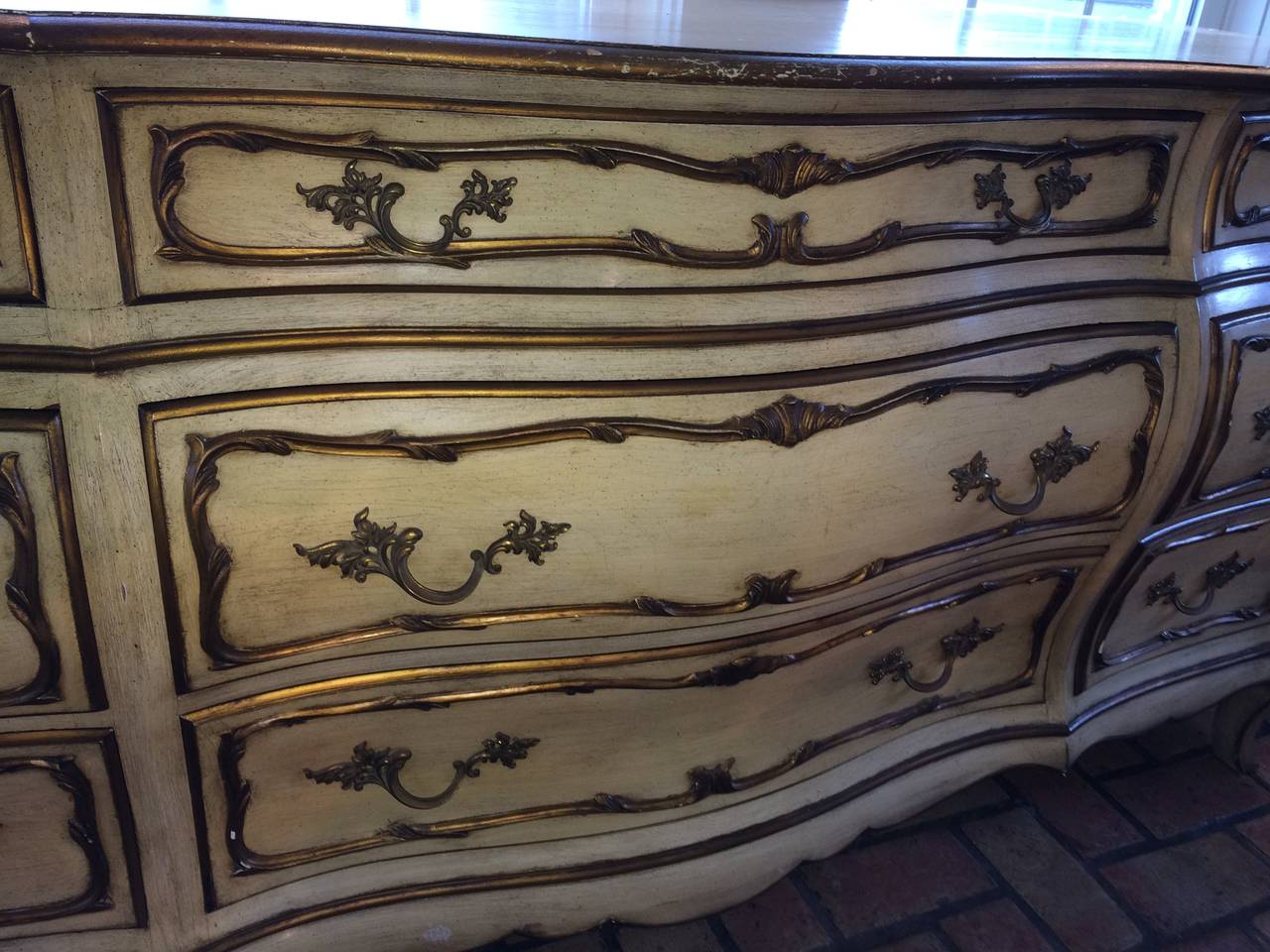 French Provincial Louis XV Style Bombe Dresser at 1stDibs