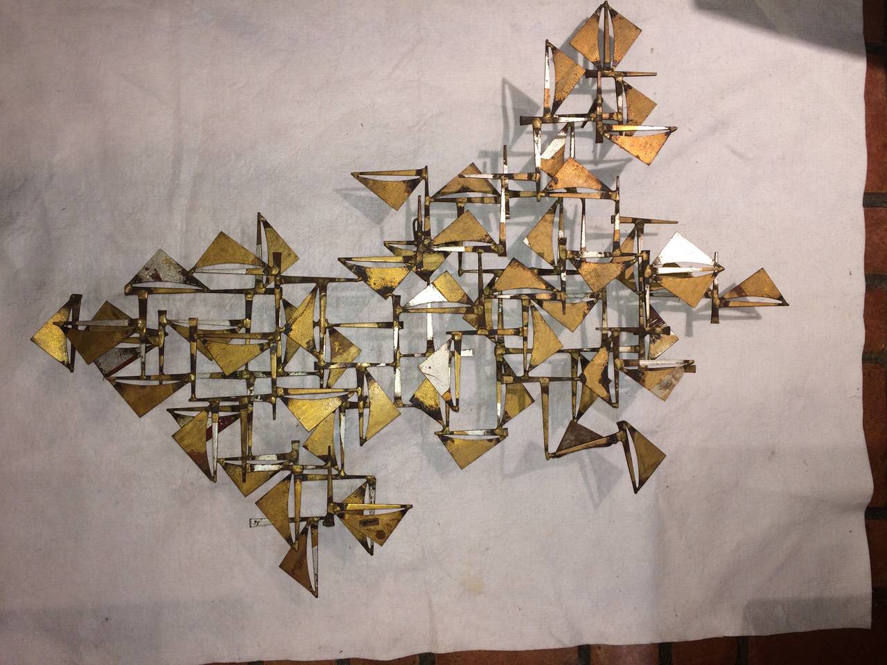 Mid Century Brutalist Wall Sculpture signed Bowie at 1stDibs