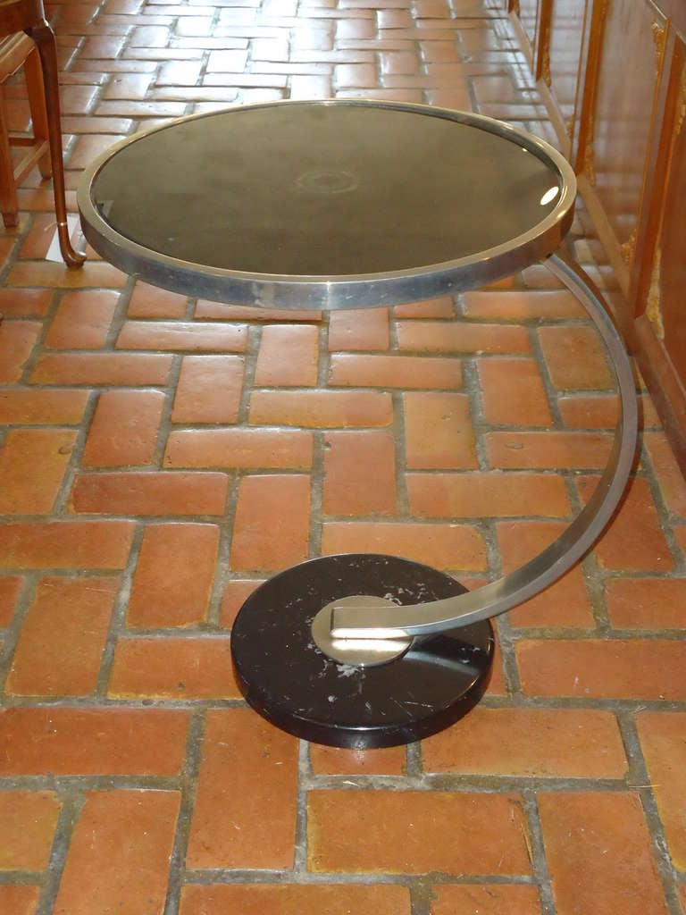 Art Deco Chrome and Glass Side Table with marble base