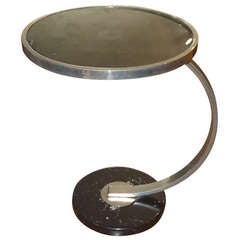 Art Deco Chrome and Glass Side Table with marble base