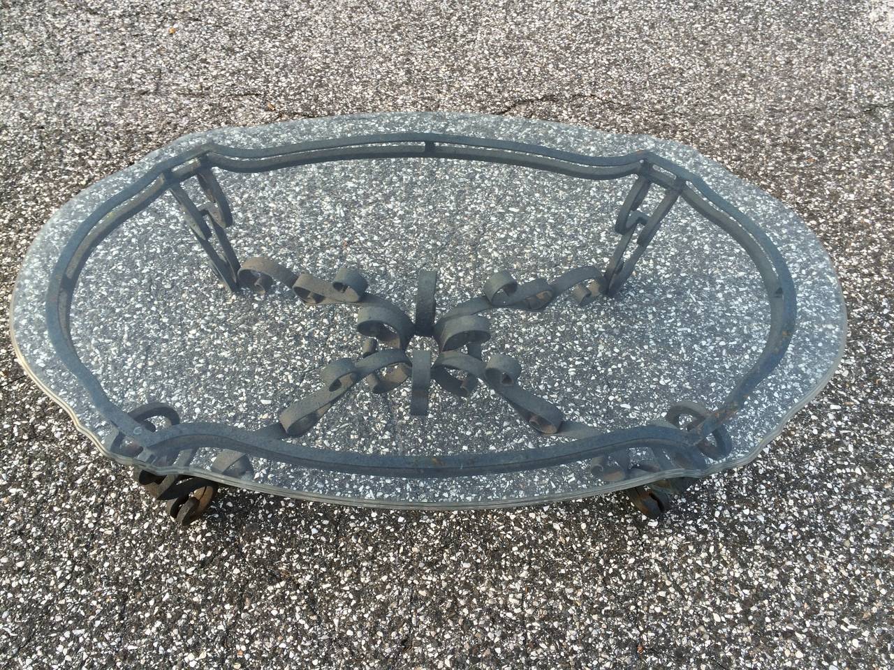 Hand Wrought Iron and Glass Coffee Table 1