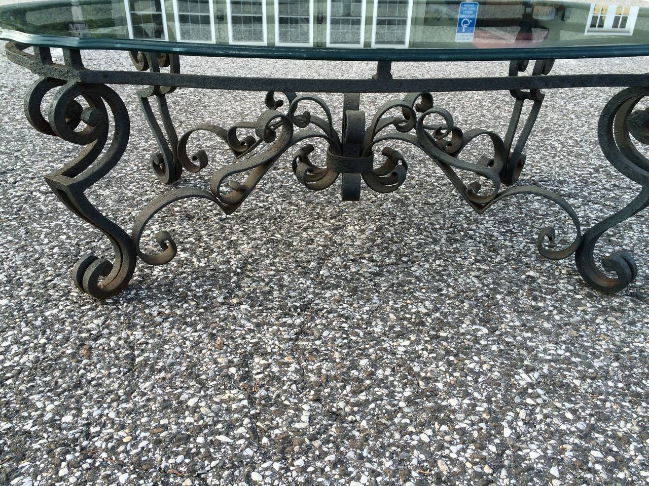 Hand Wrought Iron and Glass Coffee Table 2