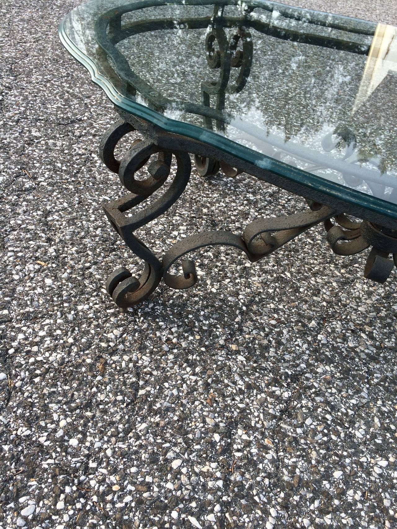Hand Wrought Iron and Glass Coffee Table 4