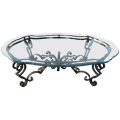 Hand Wrought Iron and Glass Coffee Table
