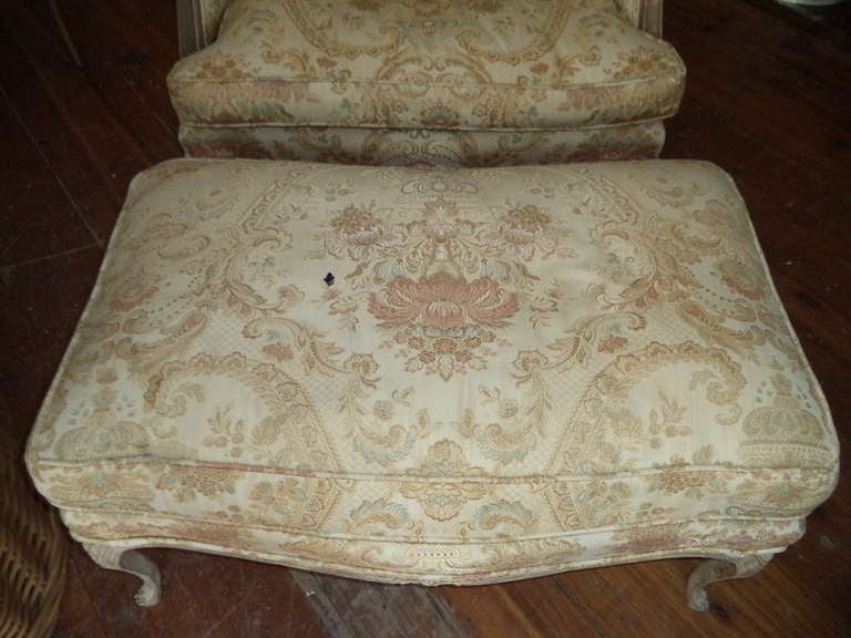 Wood Oversized Bergere with Ottoman