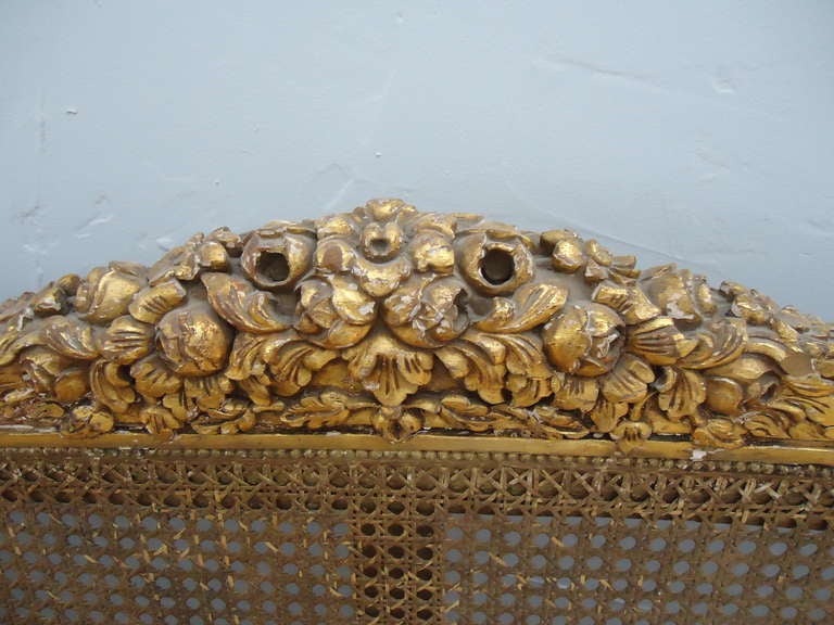 19th Century Antique French Caned Headboard