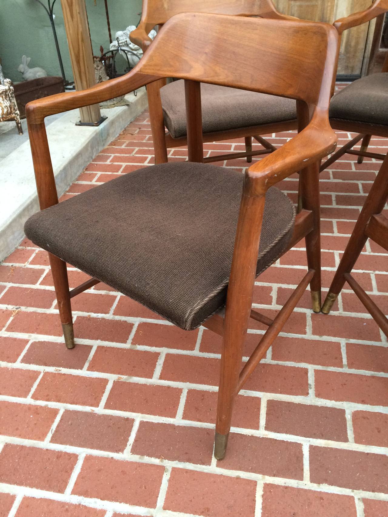 American Set of Four Mid Century Walnut Chairs