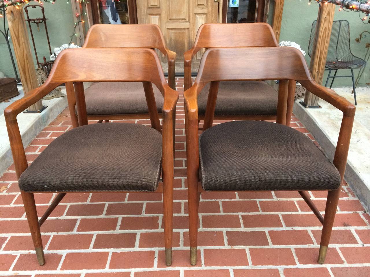 Mid-20th Century Set of Four Mid Century Walnut Chairs