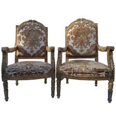 Pair of Louis XVI Giltwood Fauteuils 3