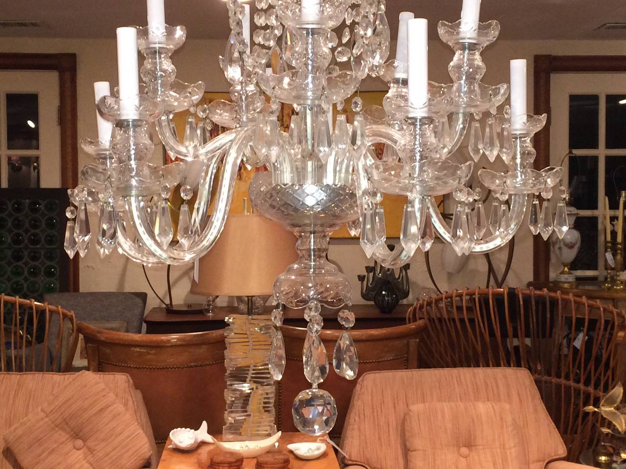 Elegant Ten-Arm Crystal Chandelier in the Style of Waterford 1