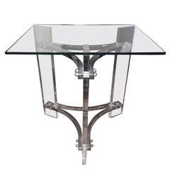 Charles Hollis Jones Lucite and Chrome Side Table