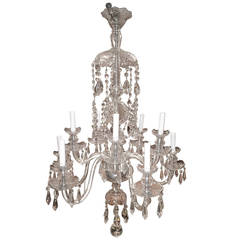 Antique Elegant Ten-Arm Crystal Chandelier in the Style of Waterford