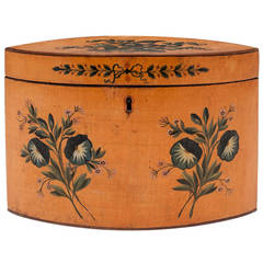 Regency Period Oval Painted Tea Caddy