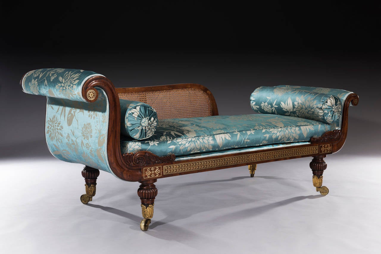 English Regency Rosewood Brass Inlaid Couch