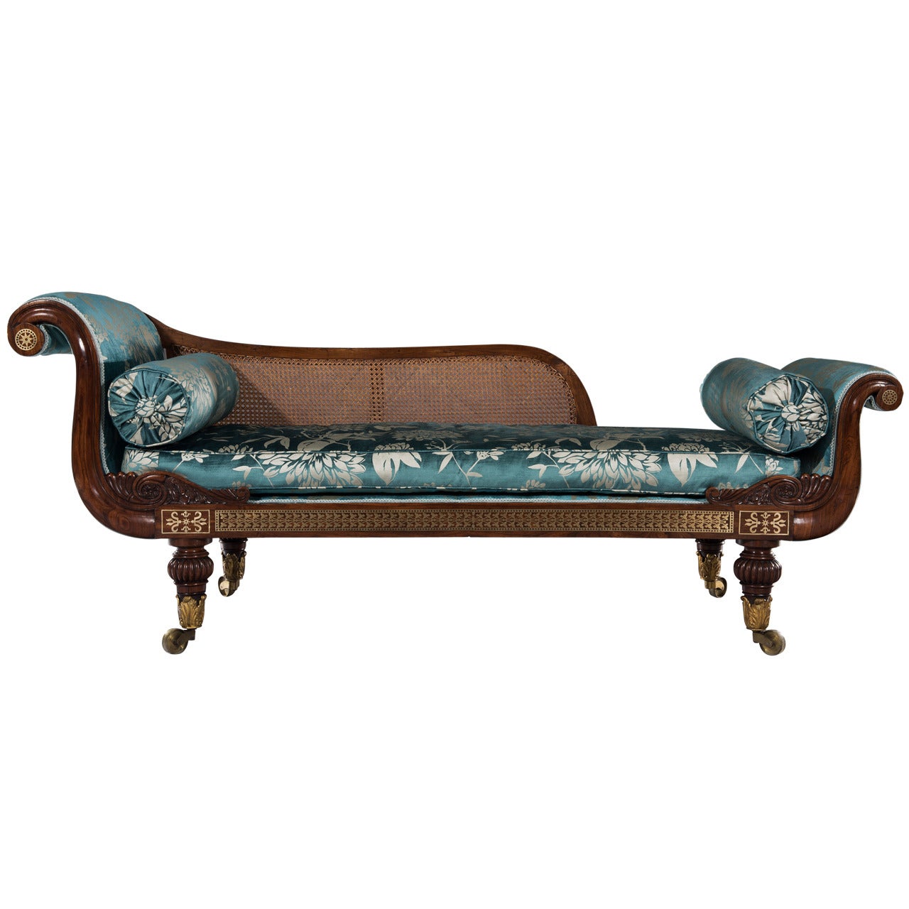 Regency Rosewood Brass Inlaid Couch