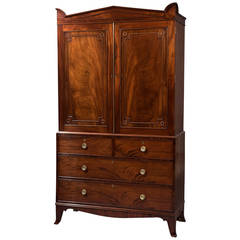 George III Regency Mahogany Clothes Press in the Grecian Style