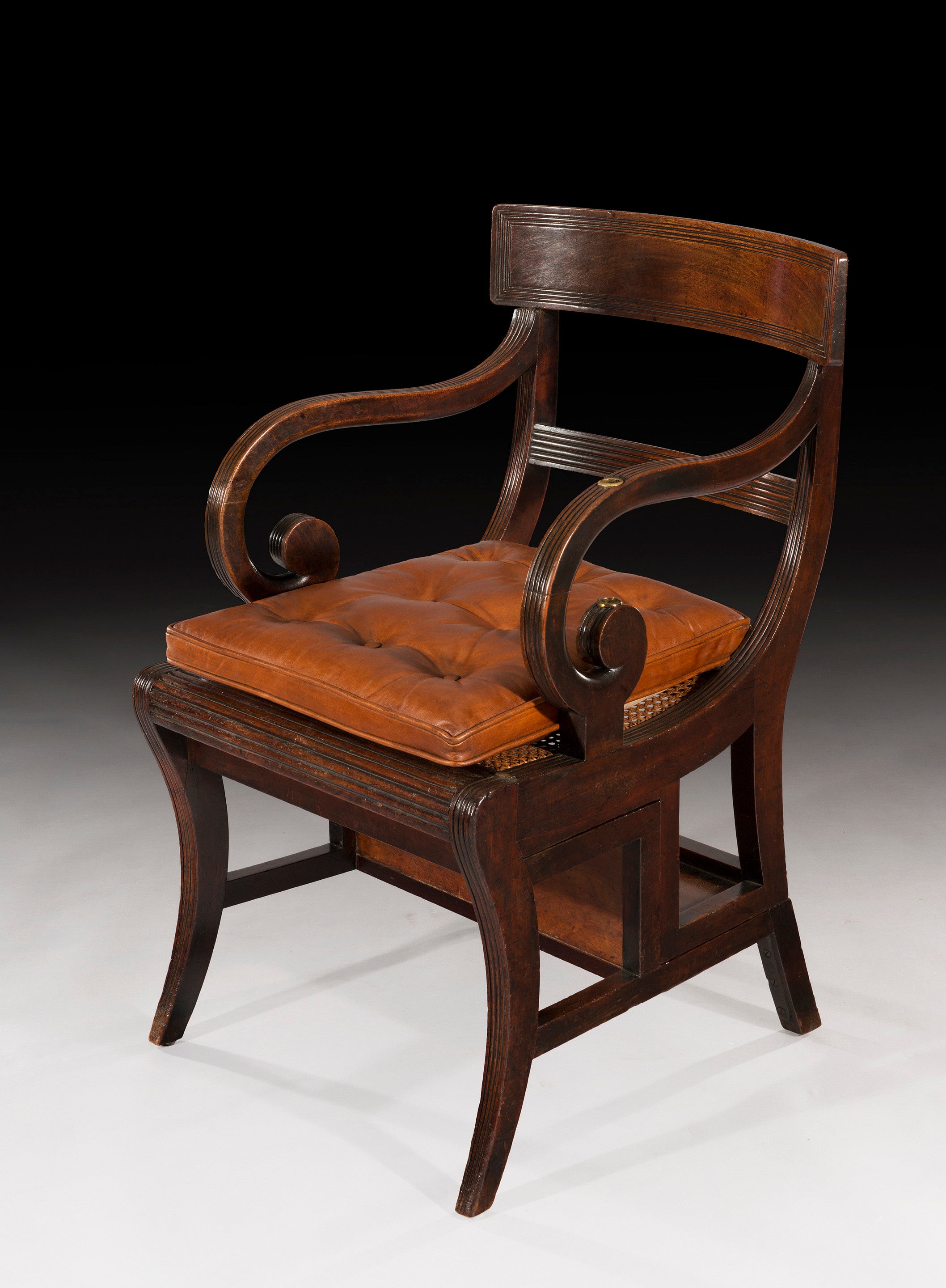 Rare Regency Metamorphic Mahogany Library Chair