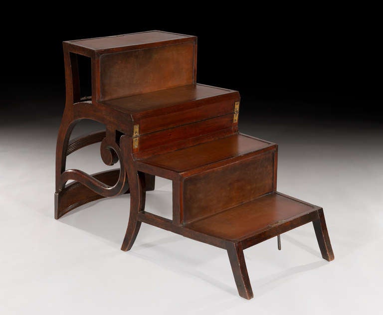 English Rare Regency Metamorphic Mahogany Library Chair