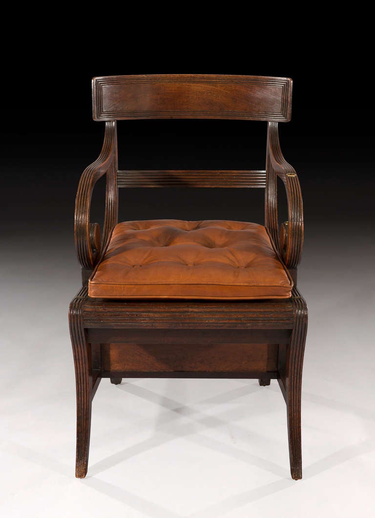 19th Century Rare Regency Metamorphic Mahogany Library Chair