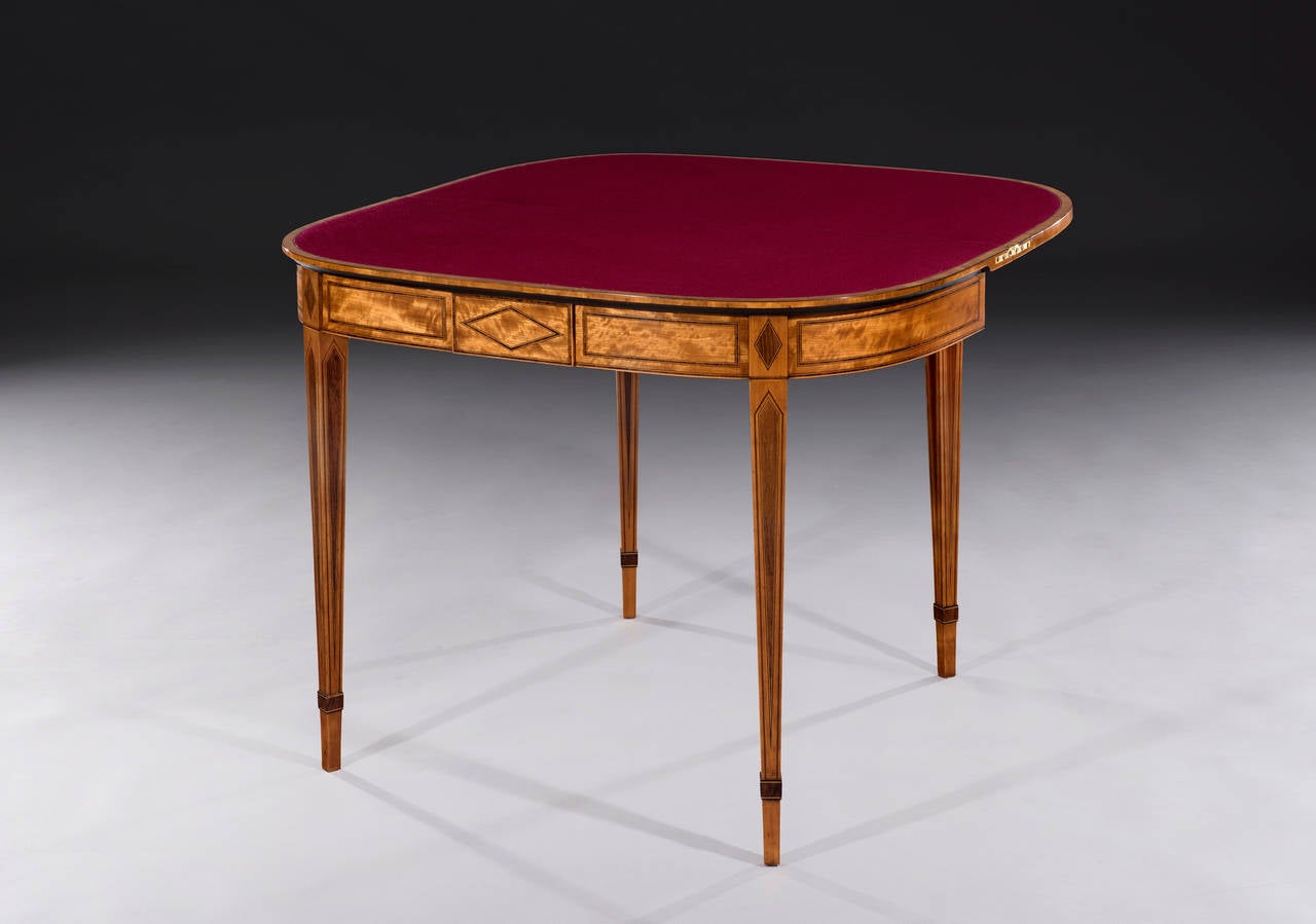 Pair of George III Hepplewhite Inlaid Satinwood and Coromandel Card Tables In Excellent Condition In Bradford on Avon, GB