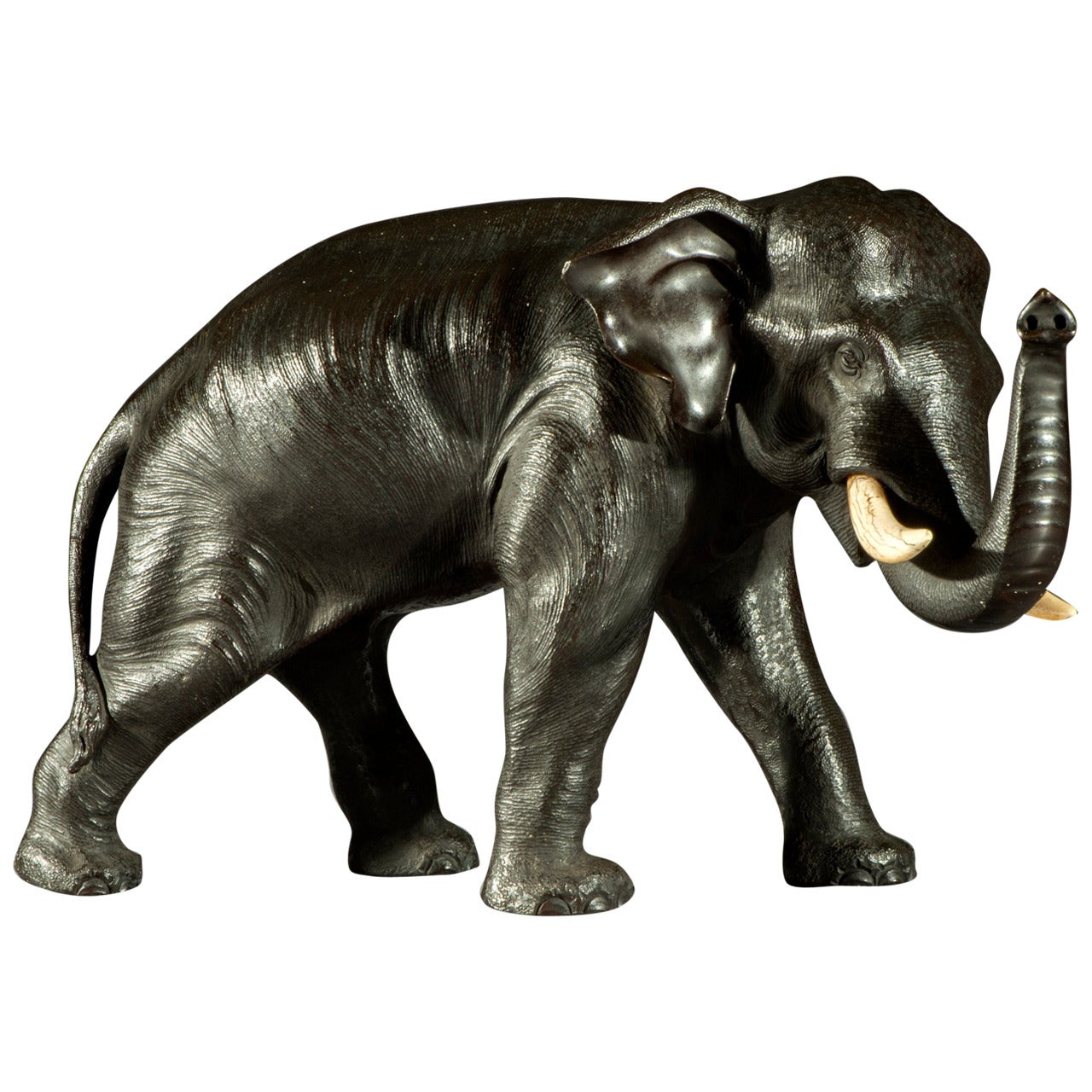 Large Japanese Meiji Period Bronze Bull Elephant