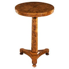 Unusual George IV Regency Period Burr Elm Circular Occasional Table
