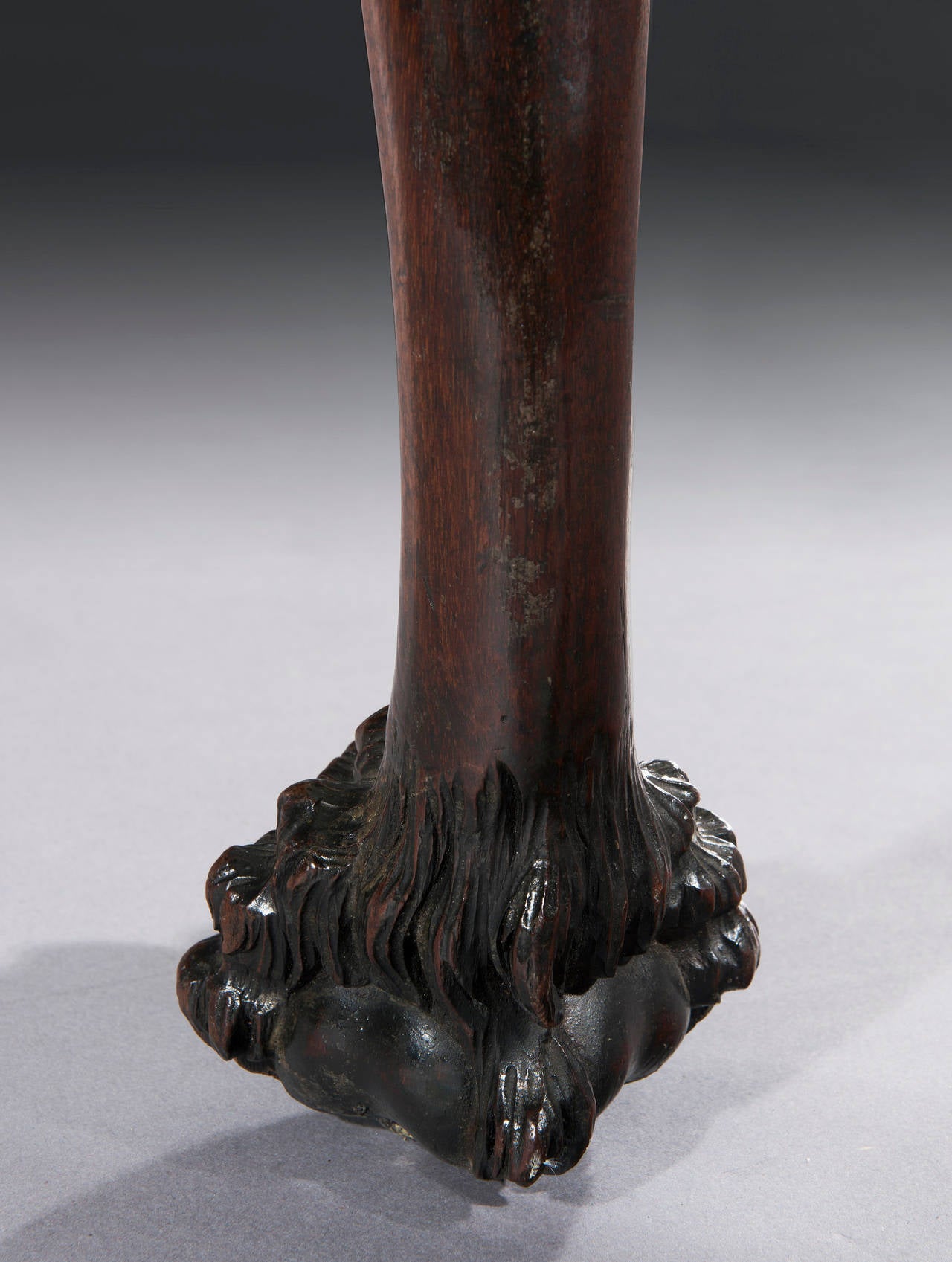 English Rare George II Carved Mahogany Side Chair with Hairy Paw Feet