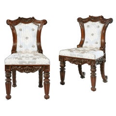 Antique Pair of George IV Rosewood Chairs in the Rococo Revival style