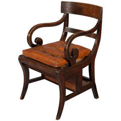 Rare Regency Metamorphic Mahogany Library Chair