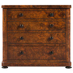 Burr Walnut 19th Century Humidor in the Form of a Chest of Drawers