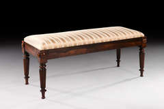 Rare Regency Rio Rosewood Cushion Seat Bench in the manner of Gillows