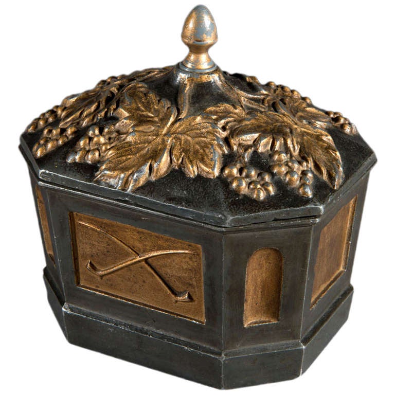 Victorian 19th Century Antique Tobacco Jar with the original gilt