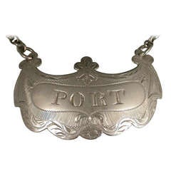 George III Antique Silver Drapery Wine Label 'Port'